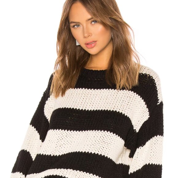 NWT RTA Griffith Oversized Striped Cotton-blend Sweater In Black - Picture 7 of 14